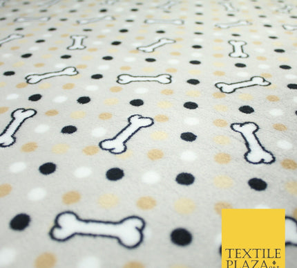 Grey Spotted Dotted Dog Bones Super Soft Printed Cuddle Fleece Bed Blanket 9068