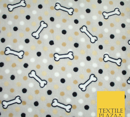 Grey Spotted Dotted Dog Bones Super Soft Printed Cuddle Fleece Bed Blanket 9068