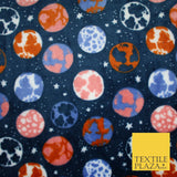 Navy EARTH SPACE PLANETS STARS Super Soft Printed Cuddle Fleece Bed Blanket 9067