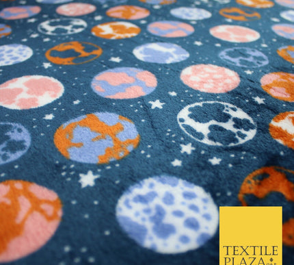 Navy EARTH SPACE PLANETS STARS Super Soft Printed Cuddle Fleece Bed Blanket 9067