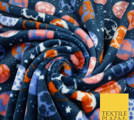 Navy EARTH SPACE PLANETS STARS Super Soft Printed Cuddle Fleece Bed Blanket 9067