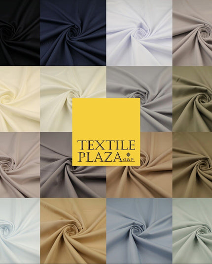 16 COLOURS - Plain Soft Smooth Crisp 100% Polyester Dress Fabric Suiting Craft