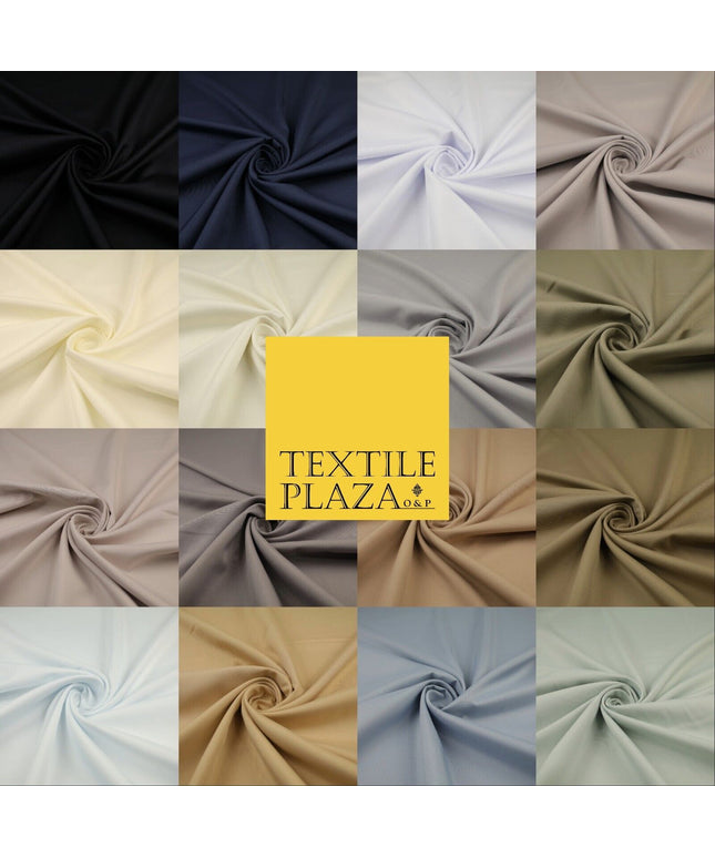 16 COLOURS - Plain Soft Smooth Crisp 100% Polyester Dress Fabric Suiting Craft