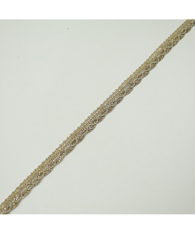 Slim Classic Gold Woven Braided Glitter Matte Trim Border Lace - 1cm Wide X708