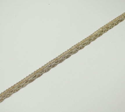 Slim Classic Gold Woven Braided Glitter Matte Trim Border Lace - 1cm Wide X708