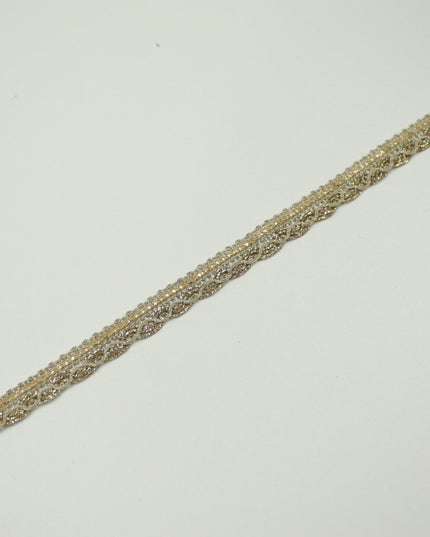 Slim Classic Gold Woven Braided Glitter Matte Trim Border Lace - 1cm Wide X708