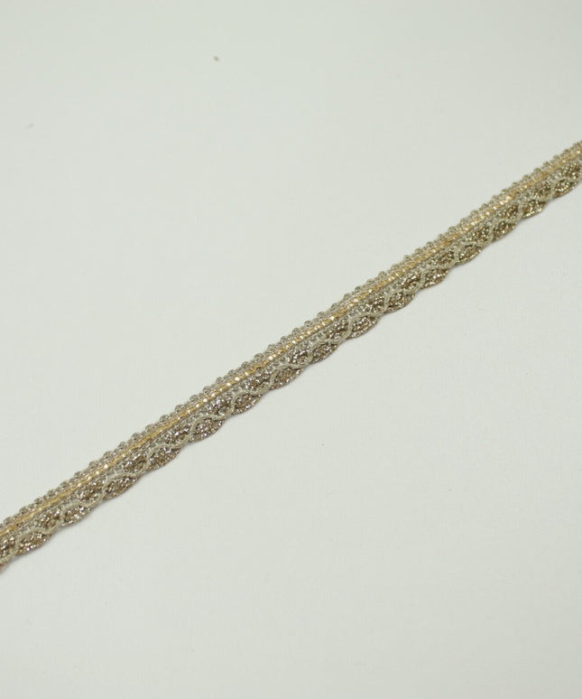 Slim Classic Gold Woven Braided Glitter Matte Trim Border Lace - 1cm Wide X708