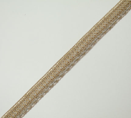 Matte Gold Woven Infinity Braided Metal Trim Border Lace - 17mm Wide X710