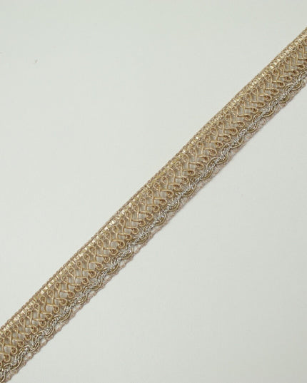 Matte Gold Woven Infinity Braided Metal Trim Border Lace - 17mm Wide X710