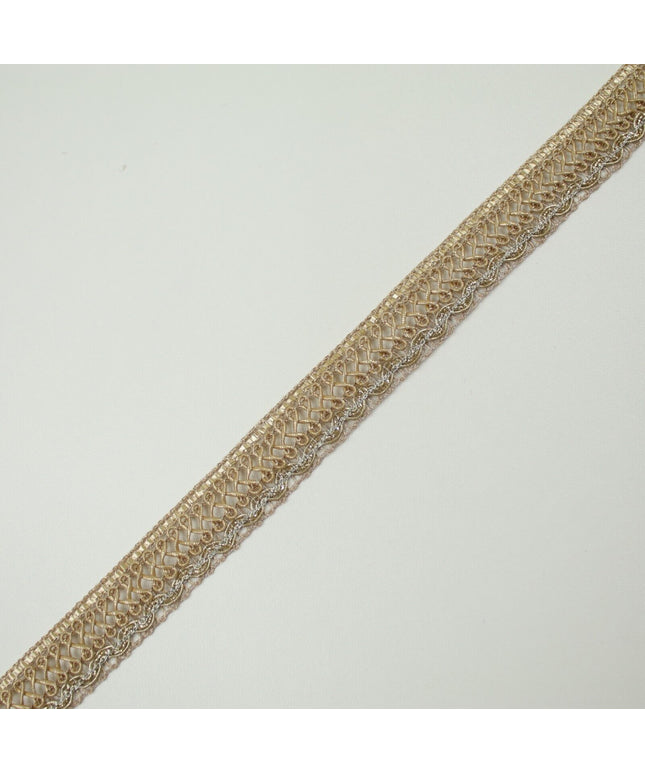 Matte Gold Woven Infinity Braided Metal Trim Border Lace - 17mm Wide X710