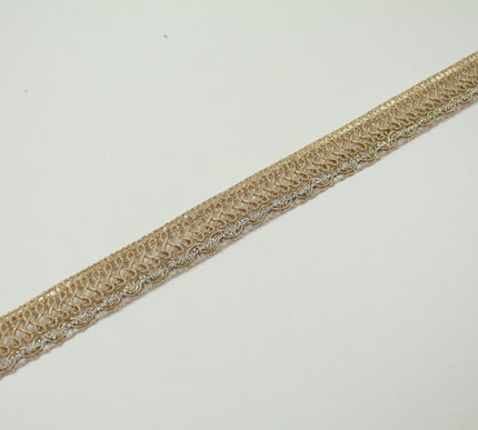 Matte Gold Woven Infinity Braided Metal Trim Border Lace - 17mm Wide X710