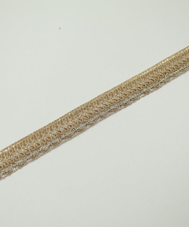 Matte Gold Woven Infinity Braided Metal Trim Border Lace - 17mm Wide X710
