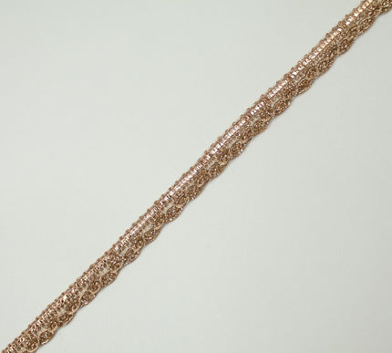 Slim Antique Rose Gold Woven Braided Glitter Matte Trim Border Lace-1cm WideX709