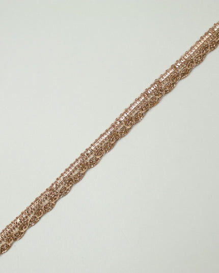 Slim Antique Rose Gold Woven Braided Glitter Matte Trim Border Lace-1cm WideX709