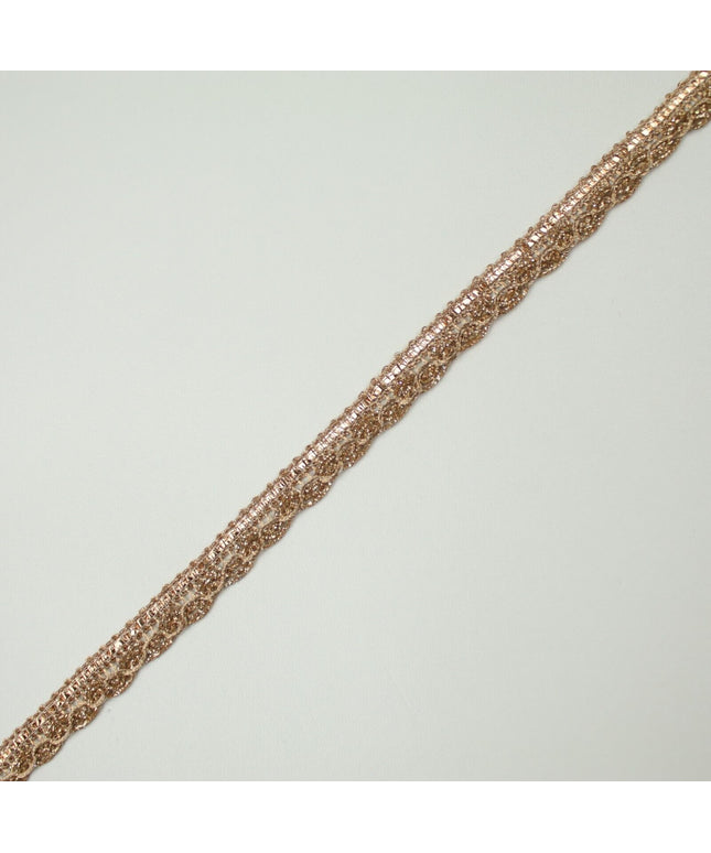 Slim Antique Rose Gold Woven Braided Glitter Matte Trim Border Lace-1cm WideX709