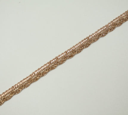 Slim Antique Rose Gold Woven Braided Glitter Matte Trim Border Lace-1cm WideX709