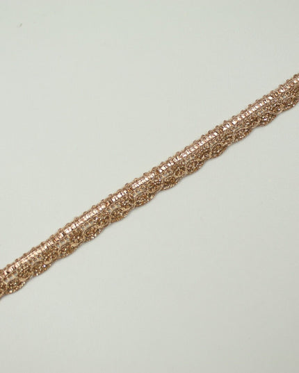 Slim Antique Rose Gold Woven Braided Glitter Matte Trim Border Lace-1cm WideX709