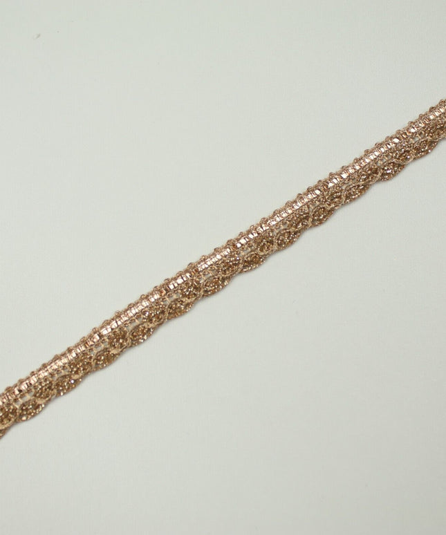Slim Antique Rose Gold Woven Braided Glitter Matte Trim Border Lace-1cm WideX709