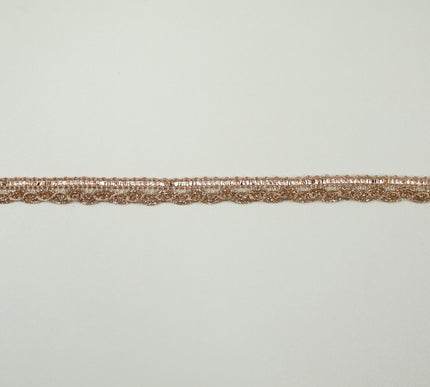 Slim Antique Rose Gold Woven Braided Glitter Matte Trim Border Lace-1cm WideX709