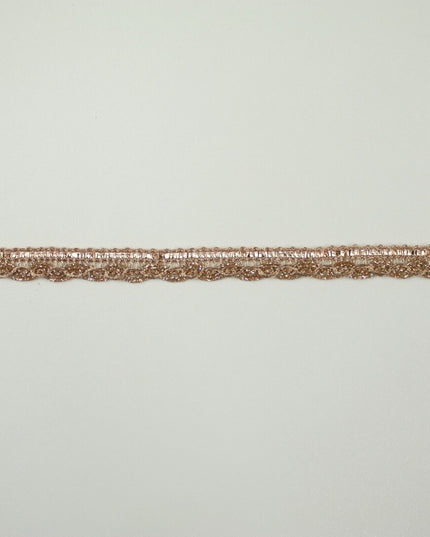 Slim Antique Rose Gold Woven Braided Glitter Matte Trim Border Lace-1cm WideX709