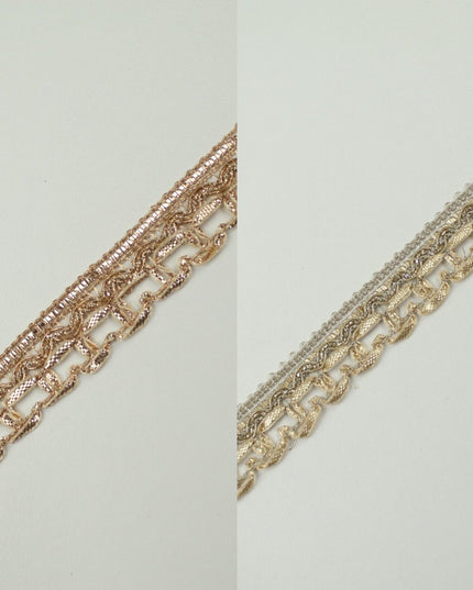 Classic Gold Rose Gold Box Style Woven Metallic Trim Border Lace 18mm Wide X712