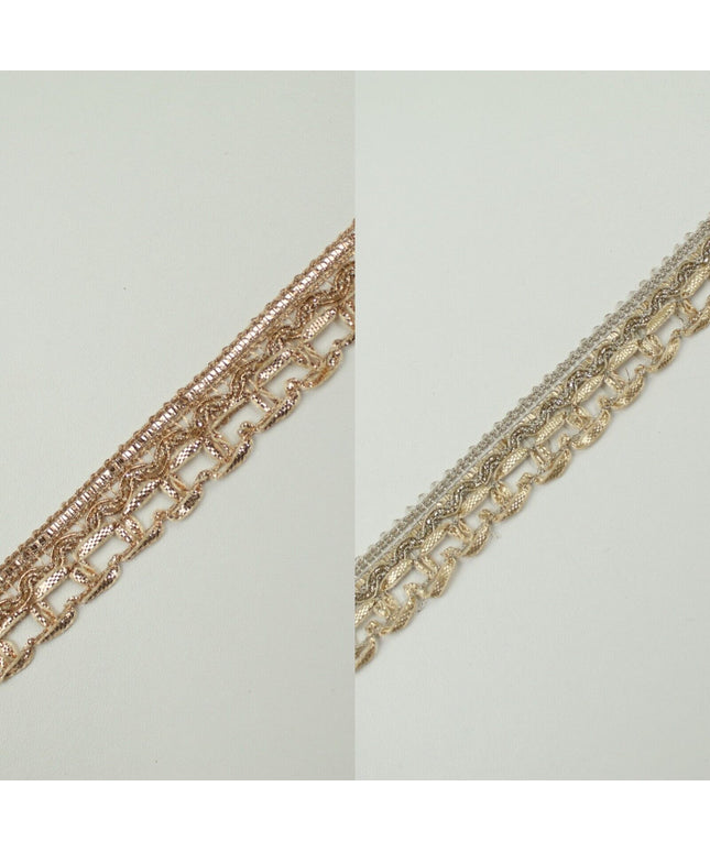 Classic Gold Rose Gold Box Style Woven Metallic Trim Border Lace 18mm Wide X712