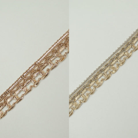 Classic Gold Rose Gold Box Style Woven Metallic Trim Border Lace 18mm Wide X712