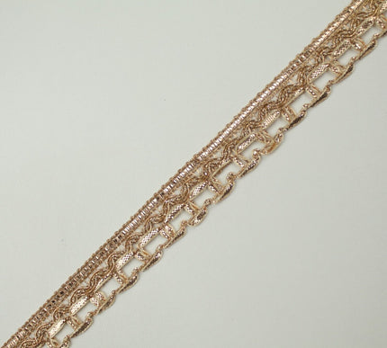 Classic Gold Rose Gold Box Style Woven Metallic Trim Border Lace 18mm Wide X712