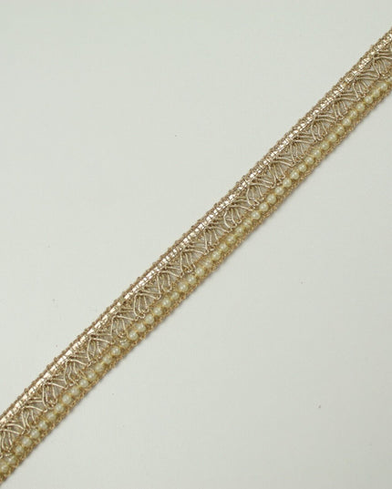 3 COLOURS - Mini Pearl Edged Zig Zag Metallic Ribbon Trim Border Lace 19mm Wide