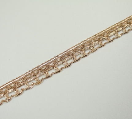 Classic Gold Rose Gold Box Style Woven Metallic Trim Border Lace 18mm Wide X712