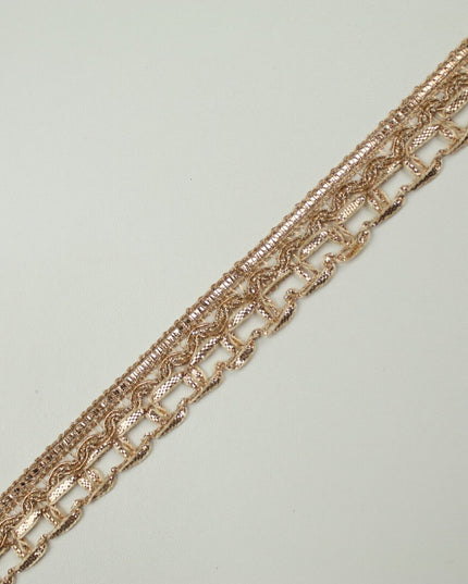 Classic Gold Rose Gold Box Style Woven Metallic Trim Border Lace 18mm Wide X712