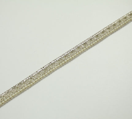 3 COLOURS - Mini Pearl Edged Zig Zag Metallic Ribbon Trim Border Lace 19mm Wide