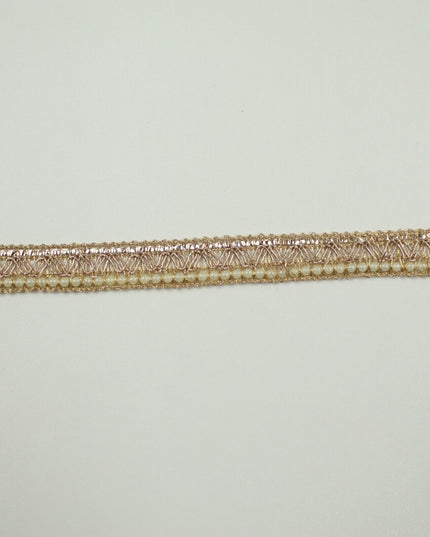 3 COLOURS - Mini Pearl Edged Zig Zag Metallic Ribbon Trim Border Lace 19mm Wide