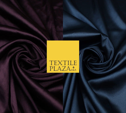 2 COLOURS - NAVY & PLUM Luxury Plain Fine Stretch Satin Fabric Wedding Dress 58"