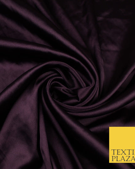 2 COLOURS - NAVY & PLUM Luxury Plain Fine Stretch Satin Fabric Wedding Dress 58"