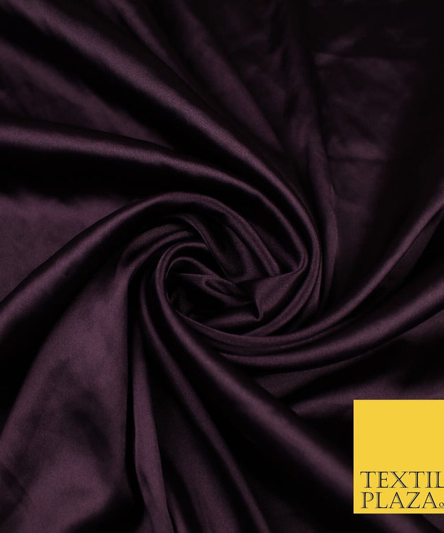 2 COLOURS - NAVY & PLUM Luxury Plain Fine Stretch Satin Fabric Wedding Dress 58"