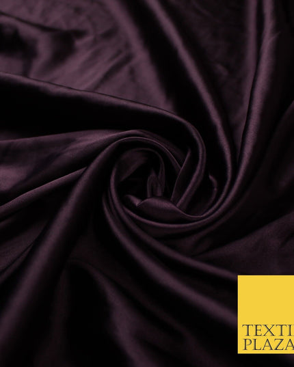 2 COLOURS - NAVY & PLUM Luxury Plain Fine Stretch Satin Fabric Wedding Dress 58"