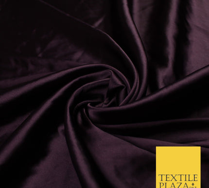 2 COLOURS - NAVY & PLUM Luxury Plain Fine Stretch Satin Fabric Wedding Dress 58"