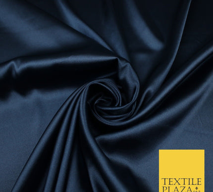2 COLOURS - NAVY & PLUM Luxury Plain Fine Stretch Satin Fabric Wedding Dress 58"