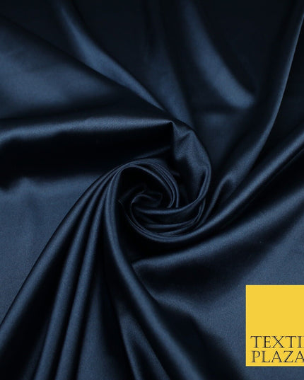 2 COLOURS - NAVY & PLUM Luxury Plain Fine Stretch Satin Fabric Wedding Dress 58"