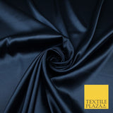 2 COLOURS - NAVY & PLUM Luxury Plain Fine Stretch Satin Fabric Wedding Dress 58"