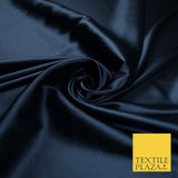 2 COLOURS - NAVY & PLUM Luxury Plain Fine Stretch Satin Fabric Wedding Dress 58"
