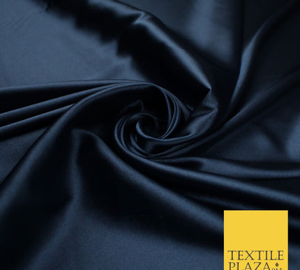 2 COLOURS - NAVY & PLUM Luxury Plain Fine Stretch Satin Fabric Wedding Dress 58"