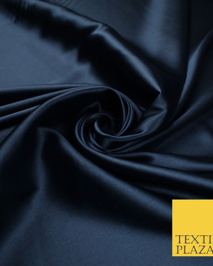 2 COLOURS - NAVY & PLUM Luxury Plain Fine Stretch Satin Fabric Wedding Dress 58"