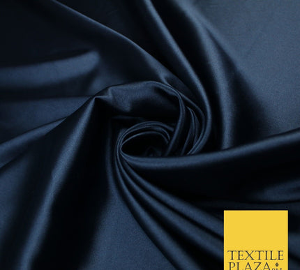 2 COLOURS - NAVY & PLUM Luxury Plain Fine Stretch Satin Fabric Wedding Dress 58"