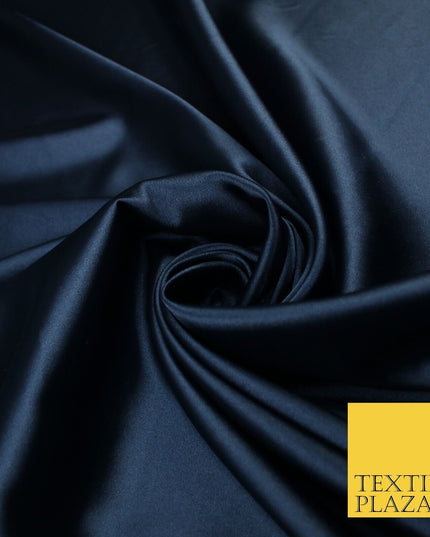 2 COLOURS - NAVY & PLUM Luxury Plain Fine Stretch Satin Fabric Wedding Dress 58"