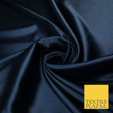 2 COLOURS - NAVY & PLUM Luxury Plain Fine Stretch Satin Fabric Wedding Dress 58"