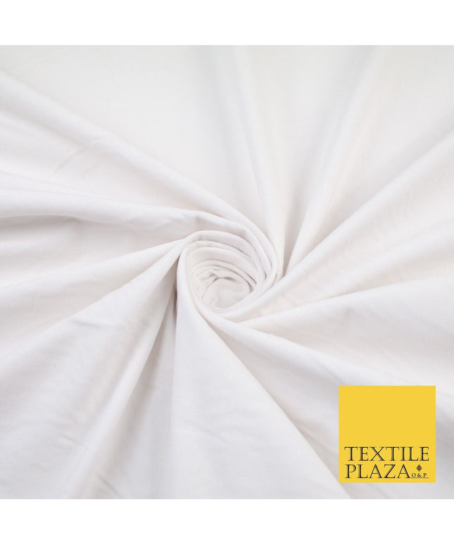 WHITE 30 Wale Fine Needlecord Corduroy Fabric Dress Upholstery Cushion 56" 9169