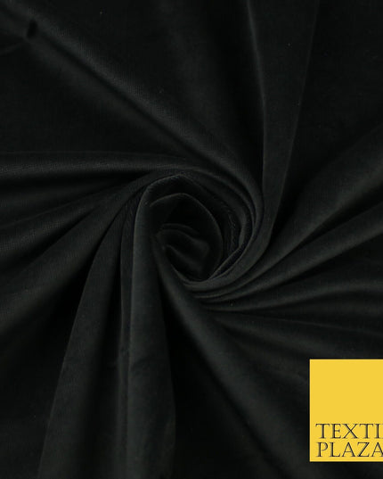 Black Plain 100% COTTON VELVET Non-Stretch Fabric Material Dress Craft 52" 9403