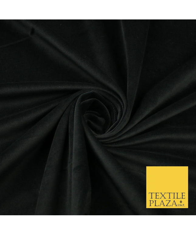 Black Plain 100% COTTON VELVET Non-Stretch Fabric Material Dress Craft 52" 9403
